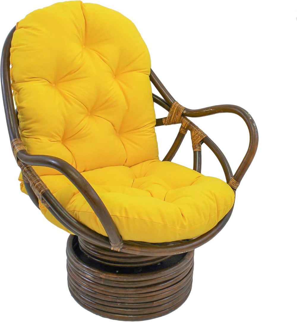 Blazing Needles Solid Twill Swivel Rocker Chair Cushion, 48" x 24",...