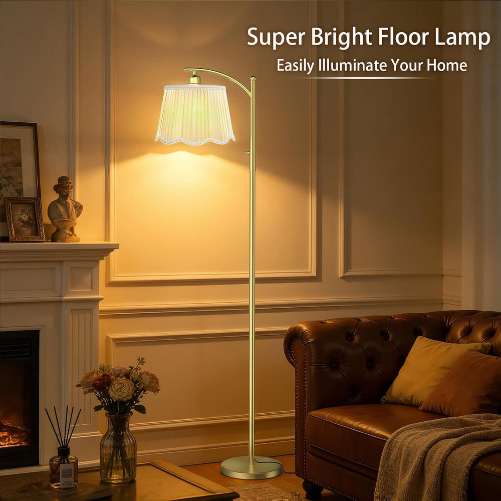 Karjoefar Thickened Gauze Shade Dimmable Arc Floor Lamps for Living Room