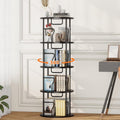 4 Tier Rotating Bookshelf Tower, 360° Display Round Bookcase, Floor Standing Corner Revolving Bookshelf Organizer Storage Rack for Small Spaces, Home Study Office, Black