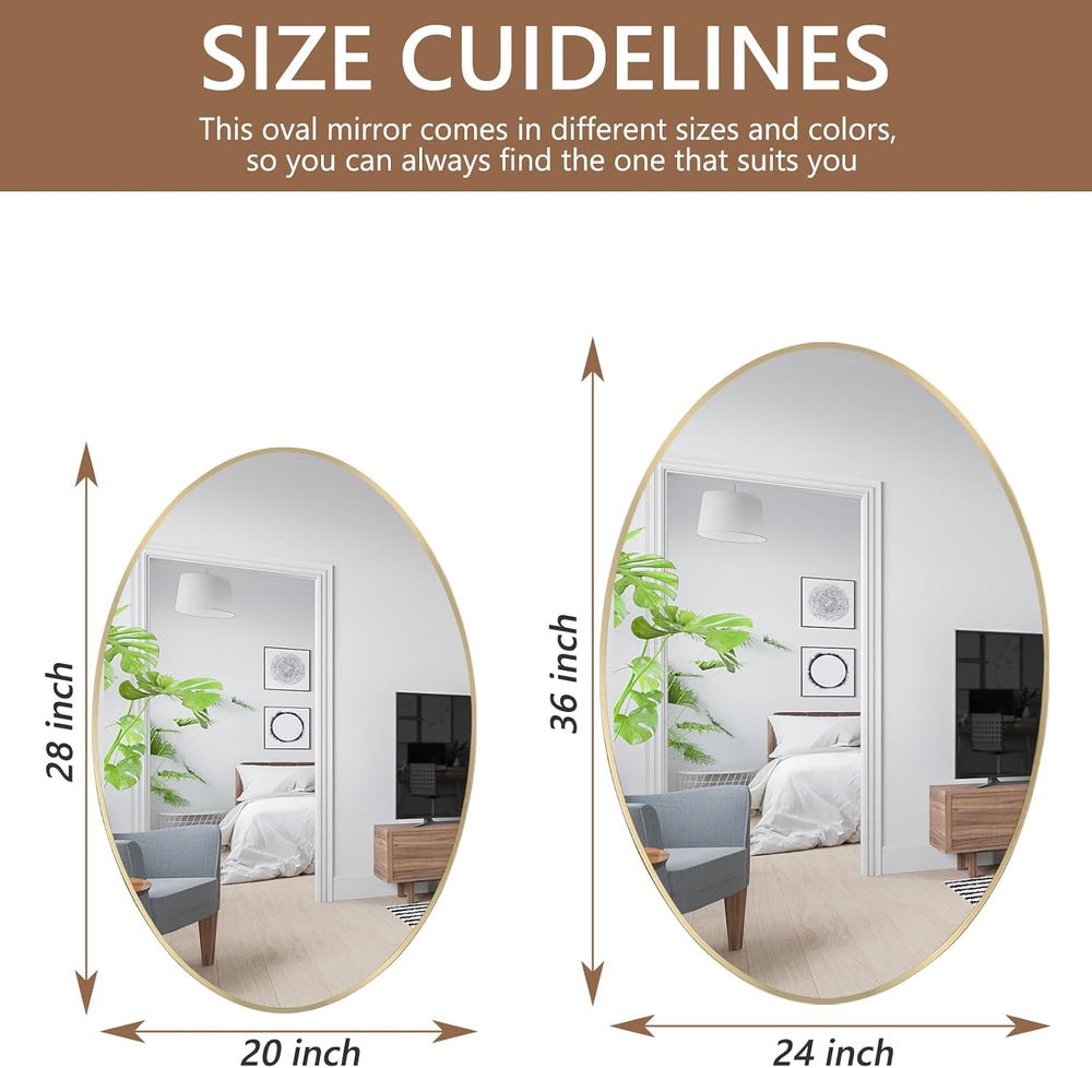 Oval Wall Mirror, 20"x28" Gold Oval Vanity Mirror, Bathroom Mirror ...
