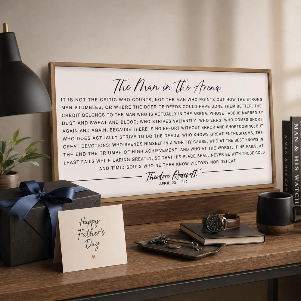 flangairy 32.3"x 16.5" The Man in The Arena Wall Art Framed, Office...