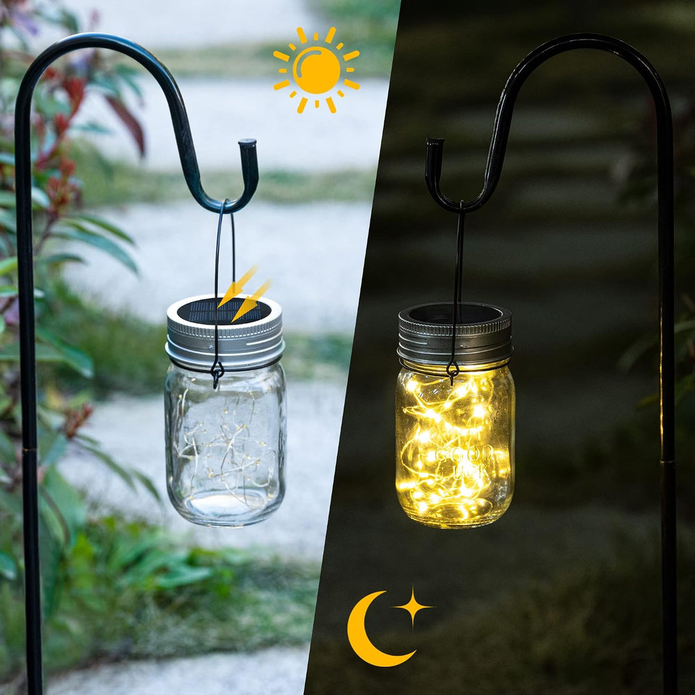 GIGALUMI Hanging Mason Jar Solar Lights, 6 Pack 30 Led Hanging Lantern