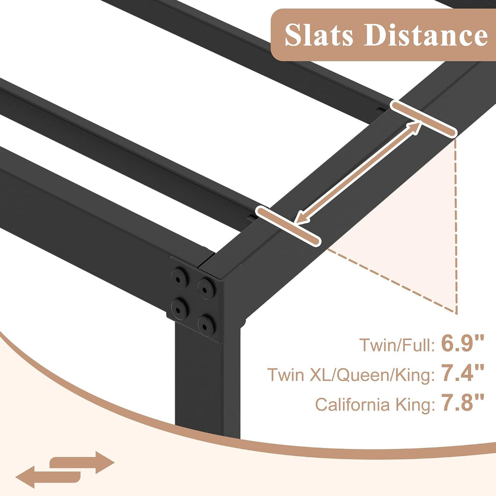 HOBINCHE 20 Inch Full Size Bed Frame, No Box Spring Needed, Heavy Duty Black ...
