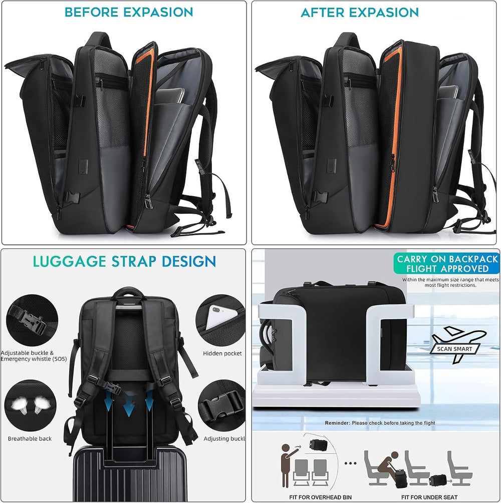 TANGCORLE Travel Carry on Backpack 50L Expandable Flight Approved Backpacks 1...