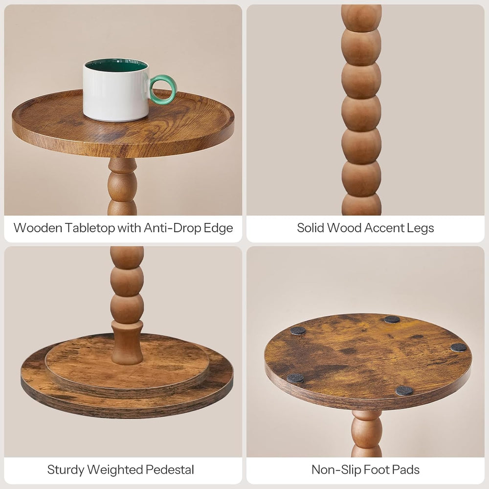 HOOBRO Small Round Side Tables, Set of 2, Drink Tables, Wooden End Tables