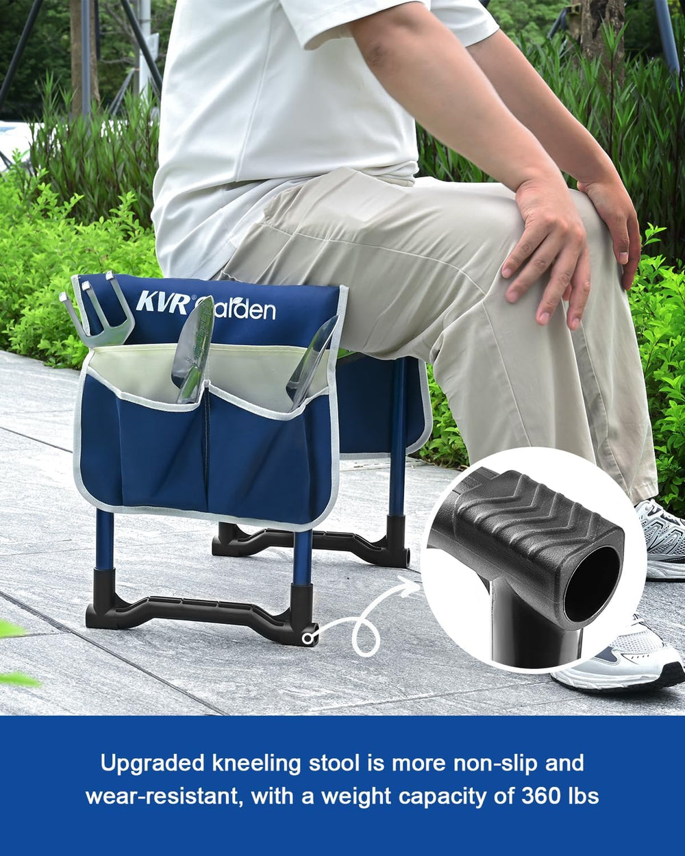 KVR Garden Kneeler and Seat Heavy Duty, 7-Piece Foldable Gardening Bench &amp...