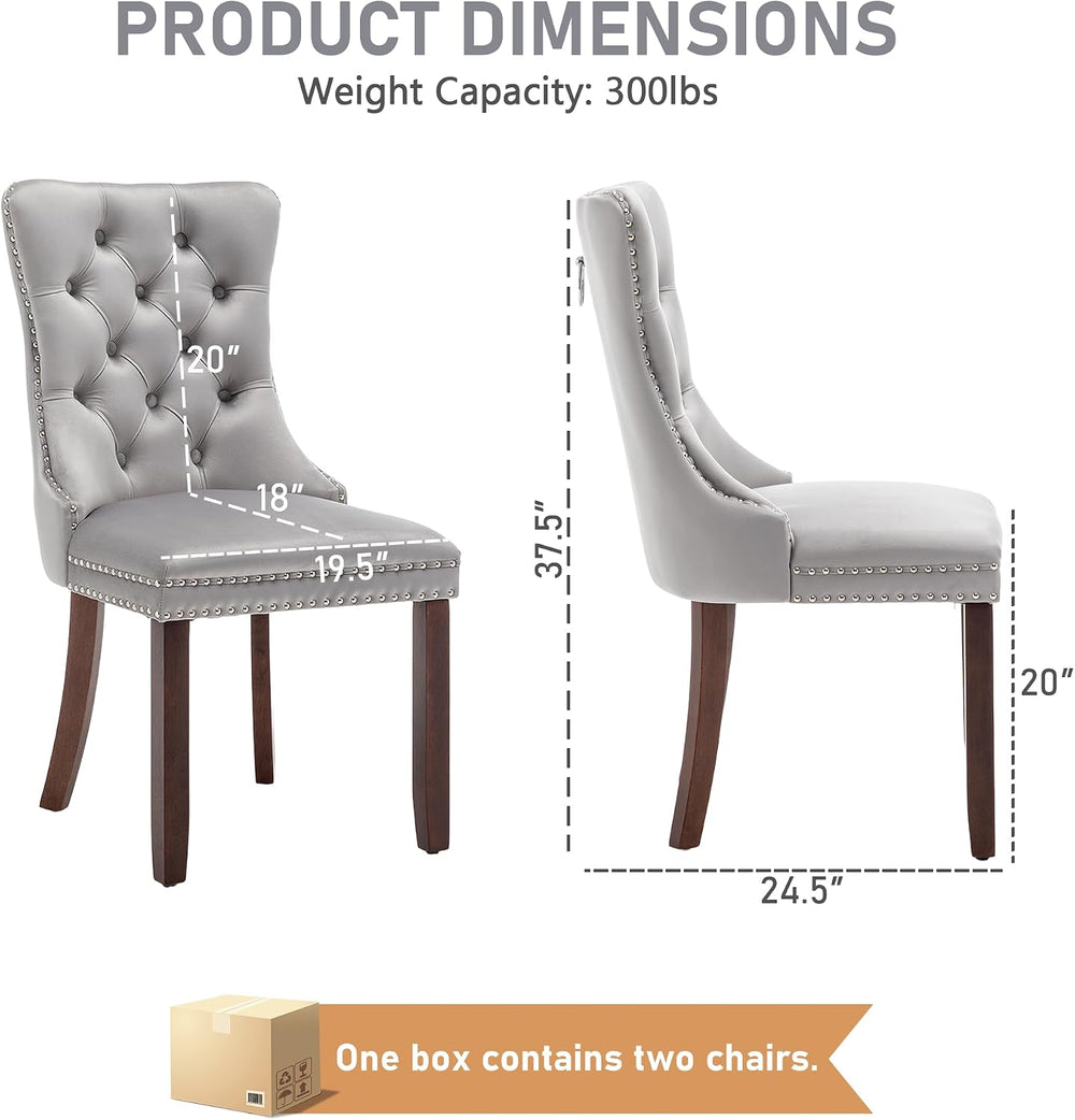 Velvet Dining Chairs, Light Gray Dining Chairs Set of 2