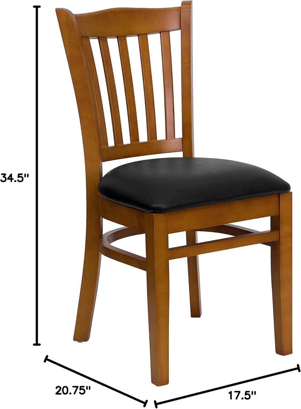 EMMA + OLIVER Black Vertical Slat Back Cherry Wood Chair