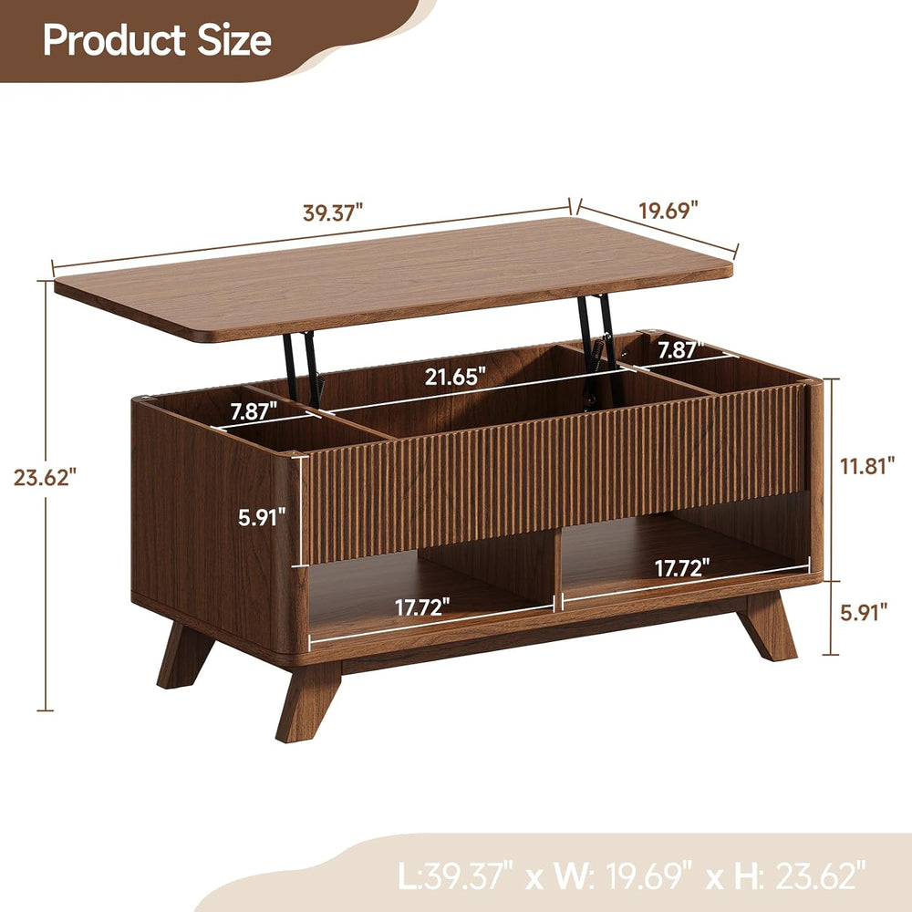 ONBRILL Farmhouse Lift Top Coffee Table, Mid-Century Modern Coffee Table