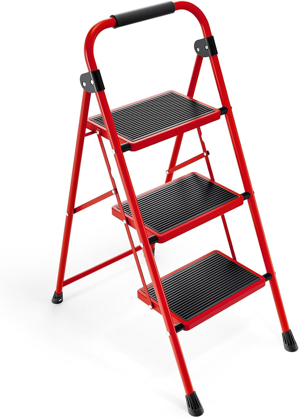 KINGRACK 3 Step Ladder, Folding Step Stool with Anti-Slip Wide Pedal