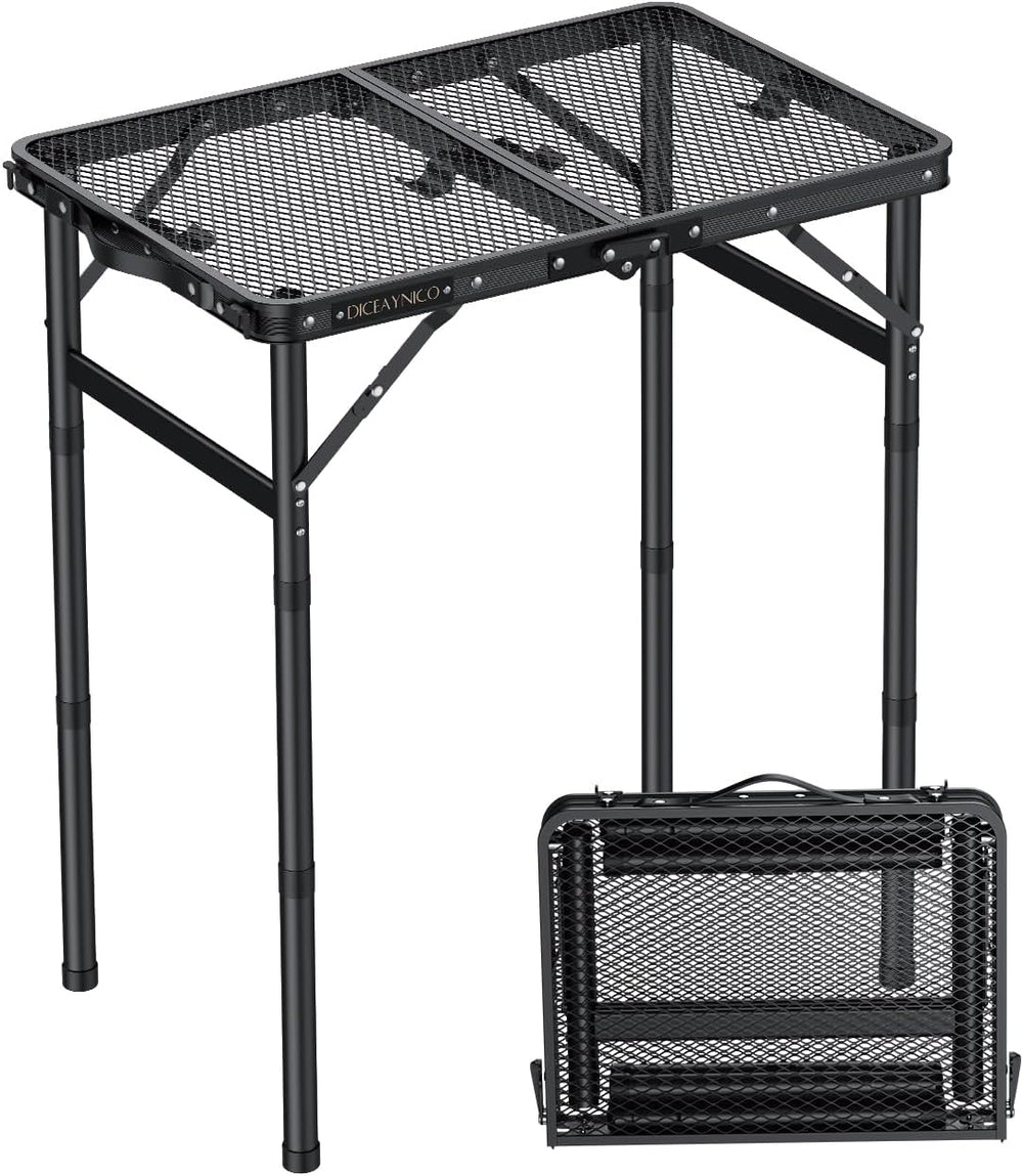 Folding Camping Table, 22.8"x15.7" Picnic Table, 3 Adjustable Height