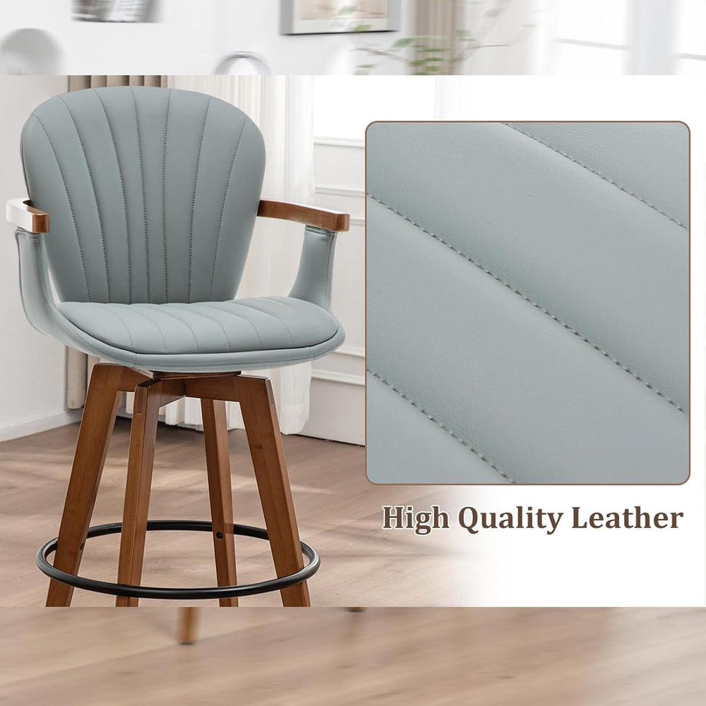 LUNLING 26” Counter Height Stools Set of 2,Mid Century Modern Bar Stools,Blue...