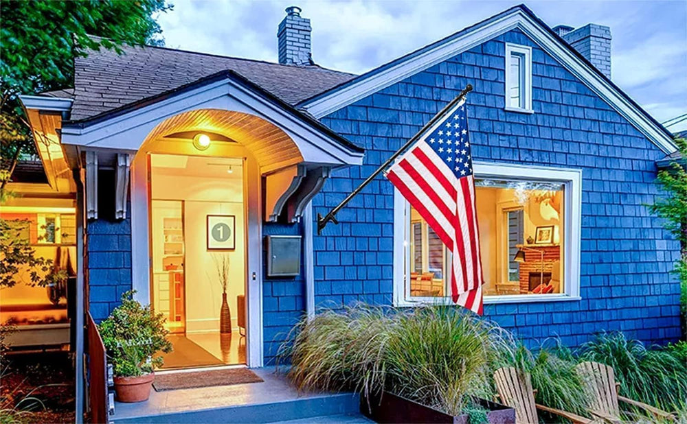 American Flag with Pole Kit - Includes 5ft Tangle Free Metal Flag Pole,4x6 Em...