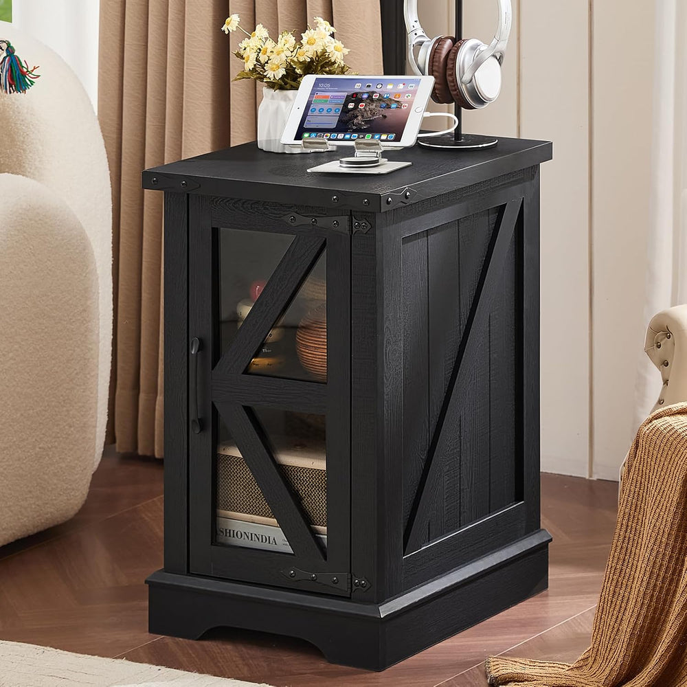 Joaxswe Coffee Table Sets 3, Farmhouse Side Table with Charging Station and G...