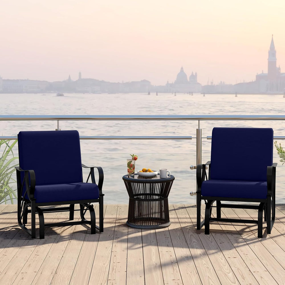 Tangkula Outdoor Patio Glider, Metal Framed Gliding Chair with Cushion, Ergon...