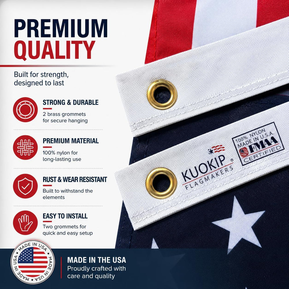 Double-Sided Three-Layer American Flag 3x5 Feet High Toughness Nylon Version,...