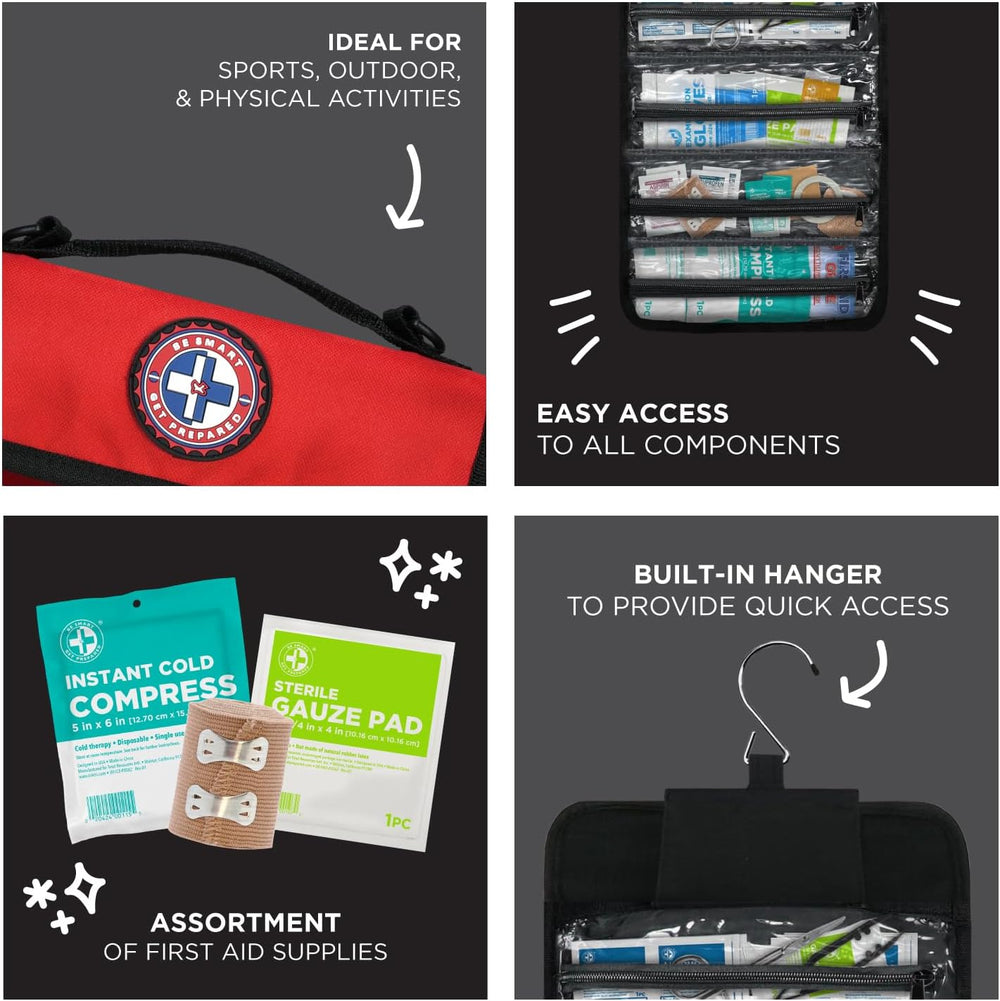 Be Smart Get Prepared Coach’s First Aid Kit 73 Pc Hanging Rollup Bag Sports