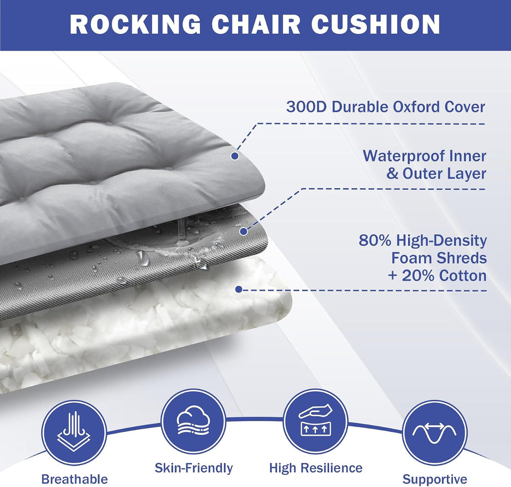 IPYNBAP Rocking Chair Cushion, Waterproof and Fade-Resistant Patio Chair Cush...