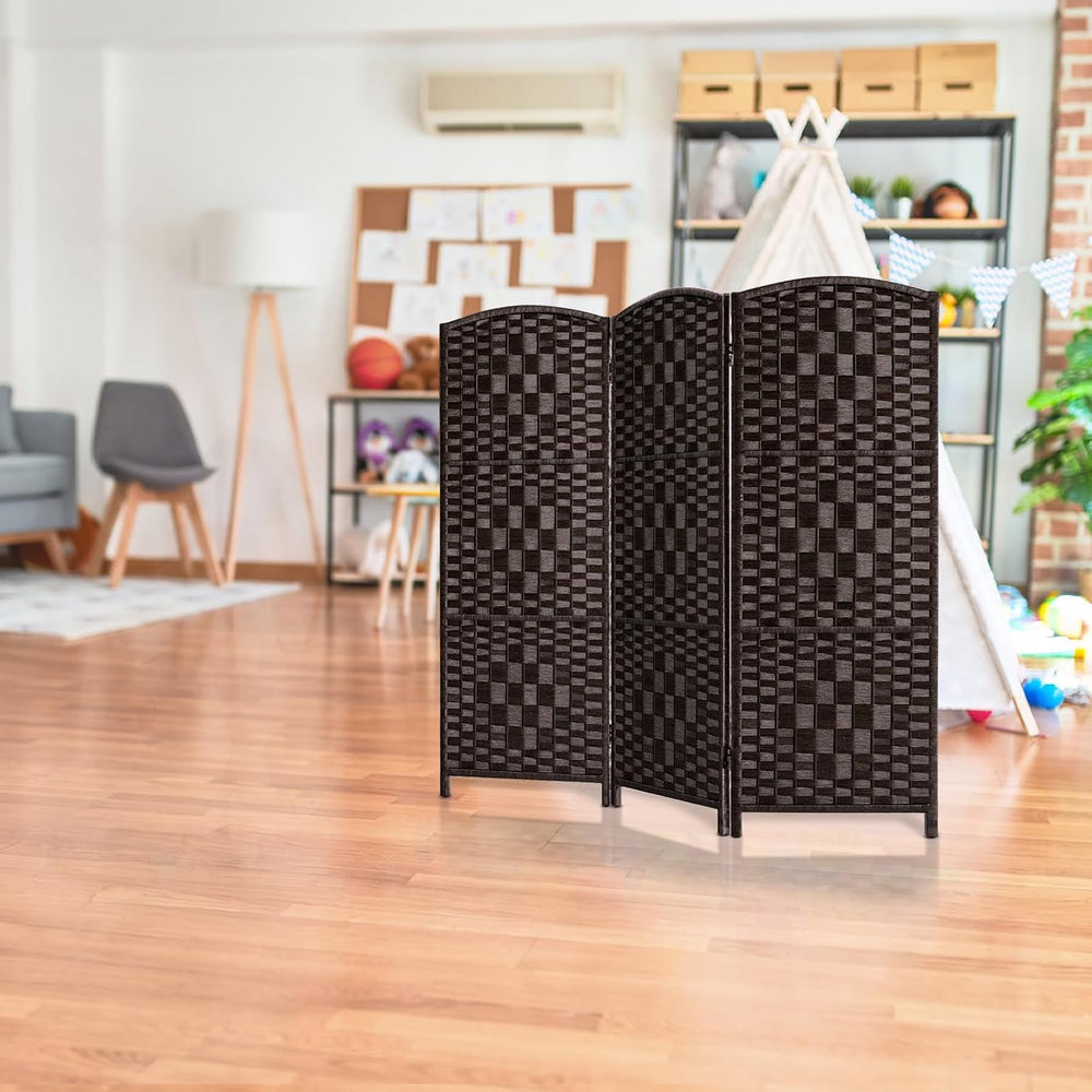 HALLYBEE Short Room Divider Folding Privacy Screens,3 Panel Dark Mocha