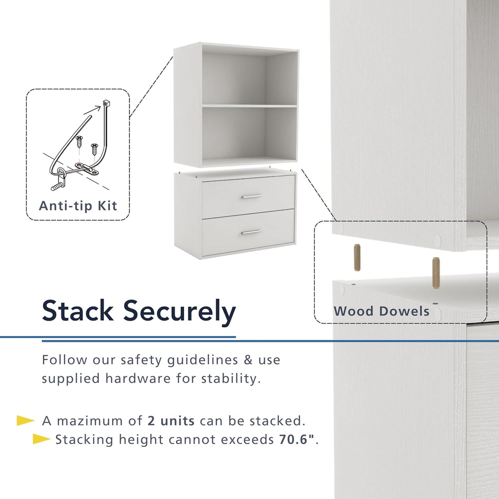 Homes: Inside + Out Apexa 3-Cube Storage Organizer Shelves, Stackable Wood Bo...