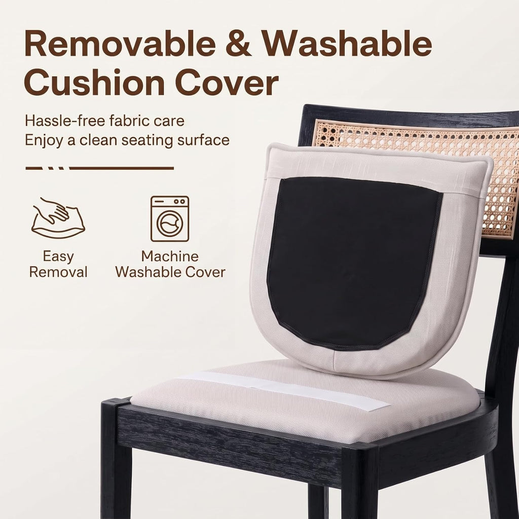 Rattan Counter Height Bar Stools Set of 2, 26" Wooden Bar Stools