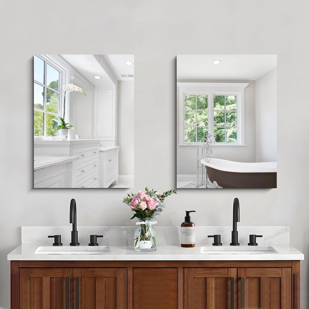 CILIBER Frameless Mirror, 18x24 Mirrors for Wall, Rectangle Bathroom Mirror f...