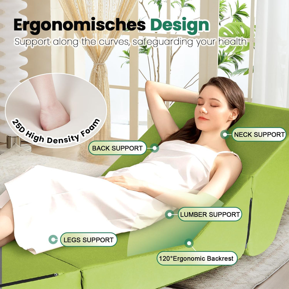 jela Boneless Folding Chaise Lounge Indoor, Folding Ergonomic Cloud Reading C...