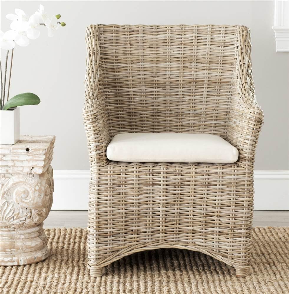 Safavieh Home Collection Ventura Brown and White Washed Arm Chair