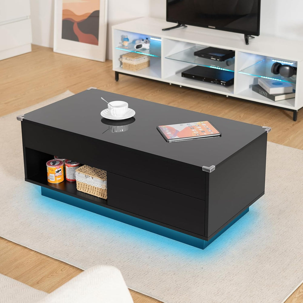 HOMMPA 40" Lift Top Coffee Table with Storage LED Coffee Table Morden Hi...