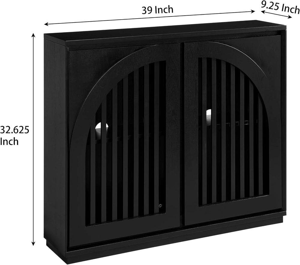 LKTART Black Sideboard Buffet Storage Cabinet,Narrow Small Entryway Cabinet
