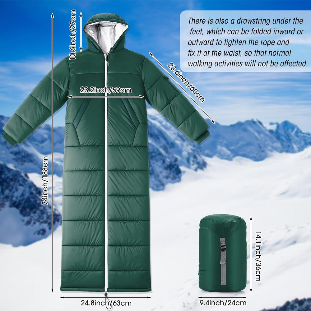 Macarrie Cold Weather Wearable Sleeping Bag for Adults with Sleeves