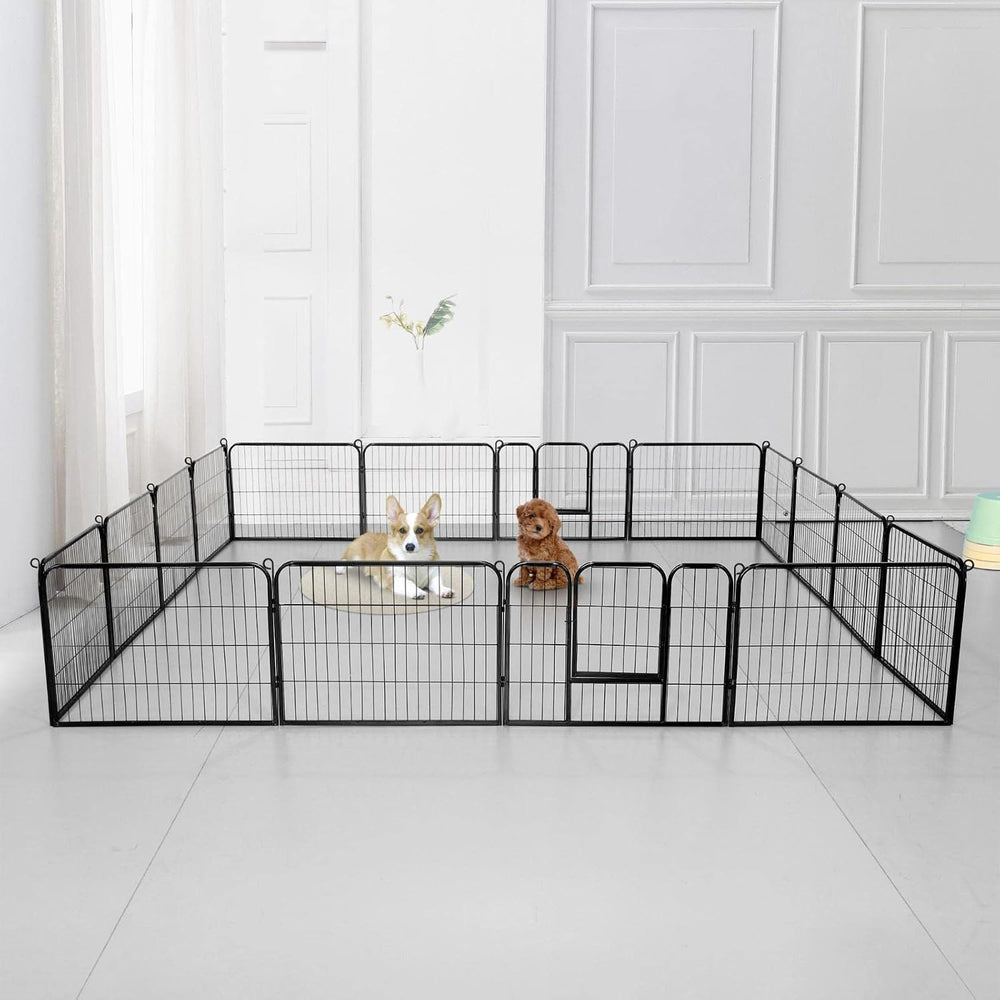 Yaheetech 24" H 16-Panel Extra Wide Dog Playpen w/Door for Indoor Outdoor