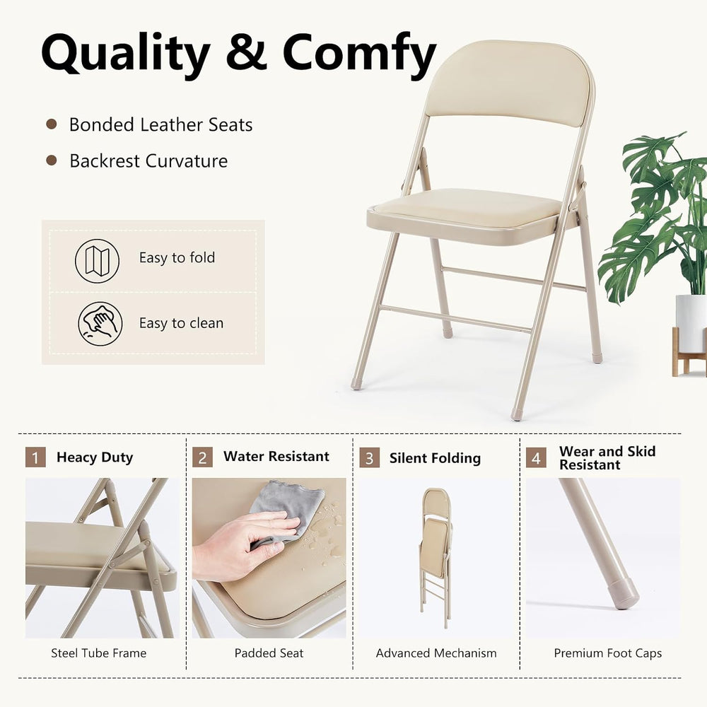 DUMOS Padded Folding Chairs 10 Pack, Outdoor Foldable Chairs