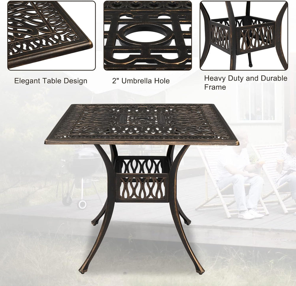 VINGLI 5-Piece Outdoor Patio Dining Set, Cast Aluminum All-Weather Outdoor Ta...