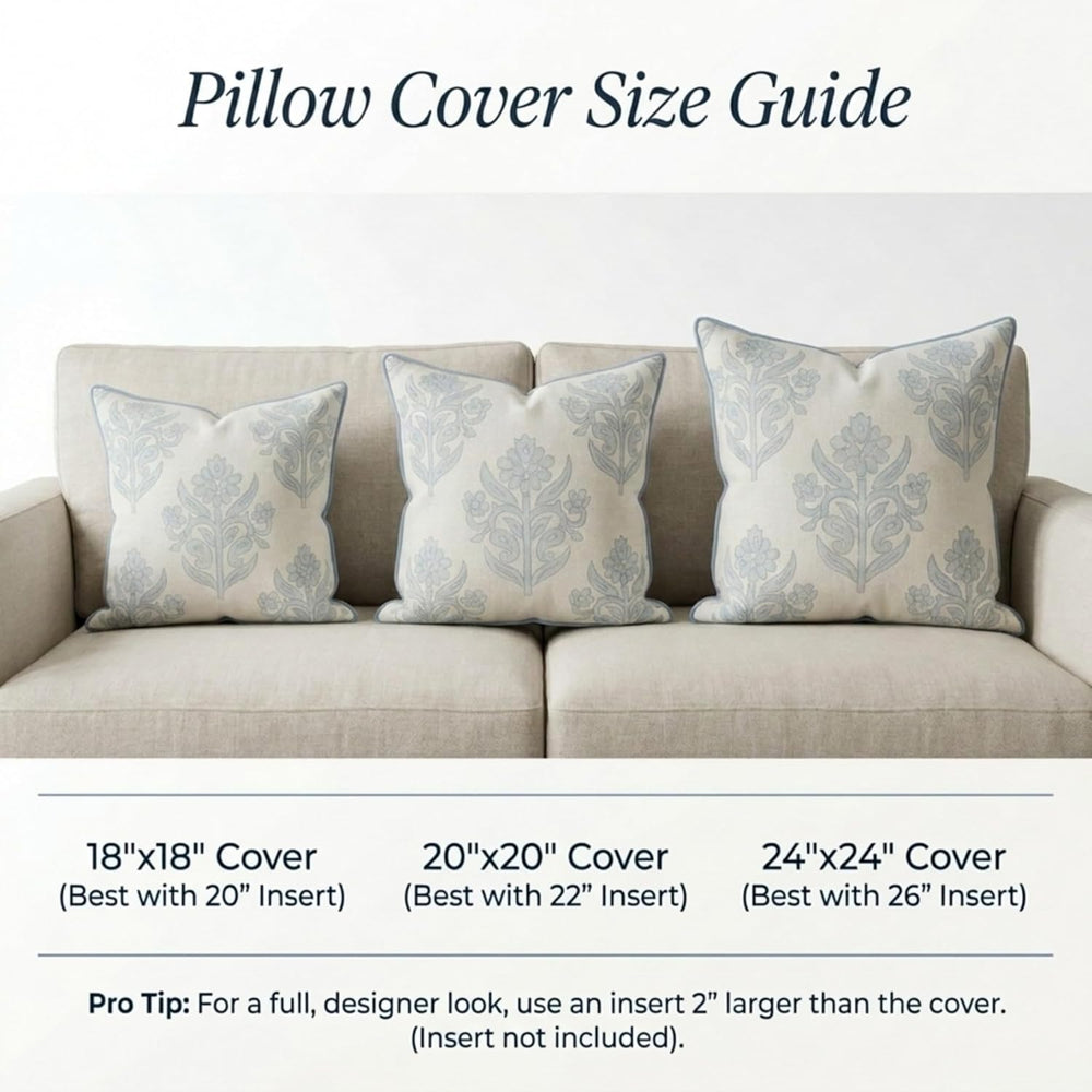 Jillien Harbor “The Naples” Floral Block Print Pillow Cover – Grey and White ...