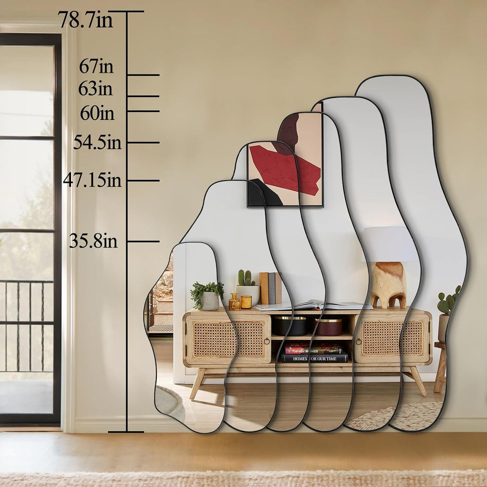 67"x31" Irregular Full Length Mirror, Abstract Frameless Mirror