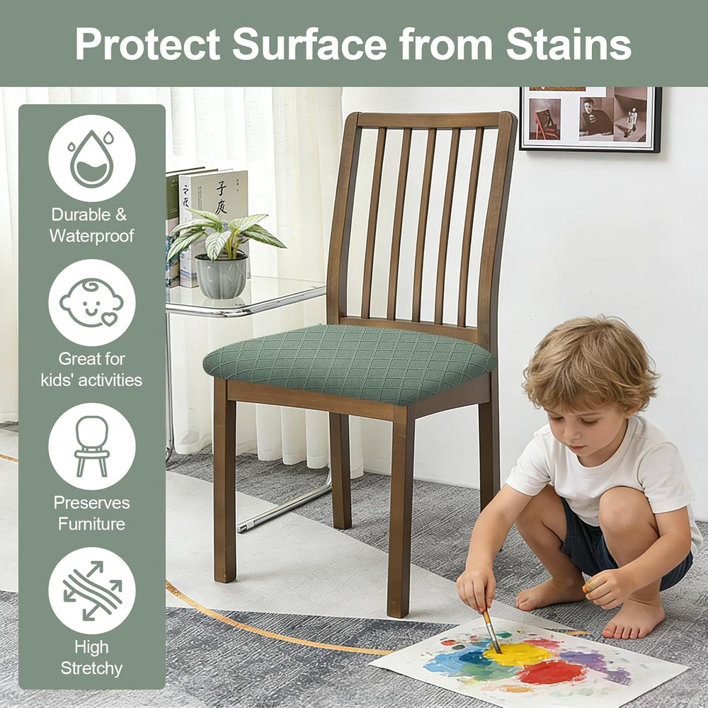 CALBODE 5Pcs Waterproof Seat Cover Set for Dining Chair & Bench,Sage Green