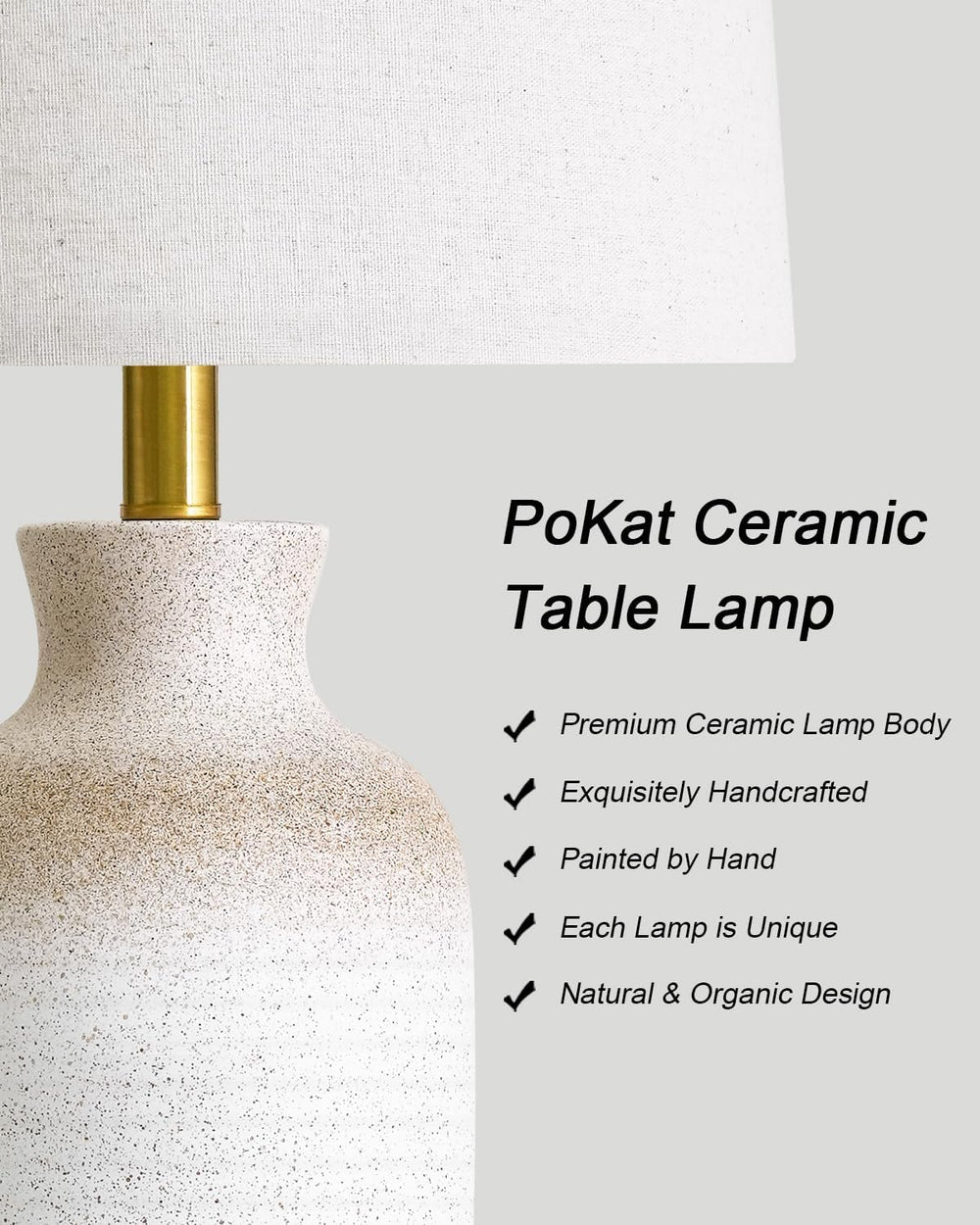 PoKat 24'' Farmhouse Ceramic Table Lamp with Natural Textured Finish