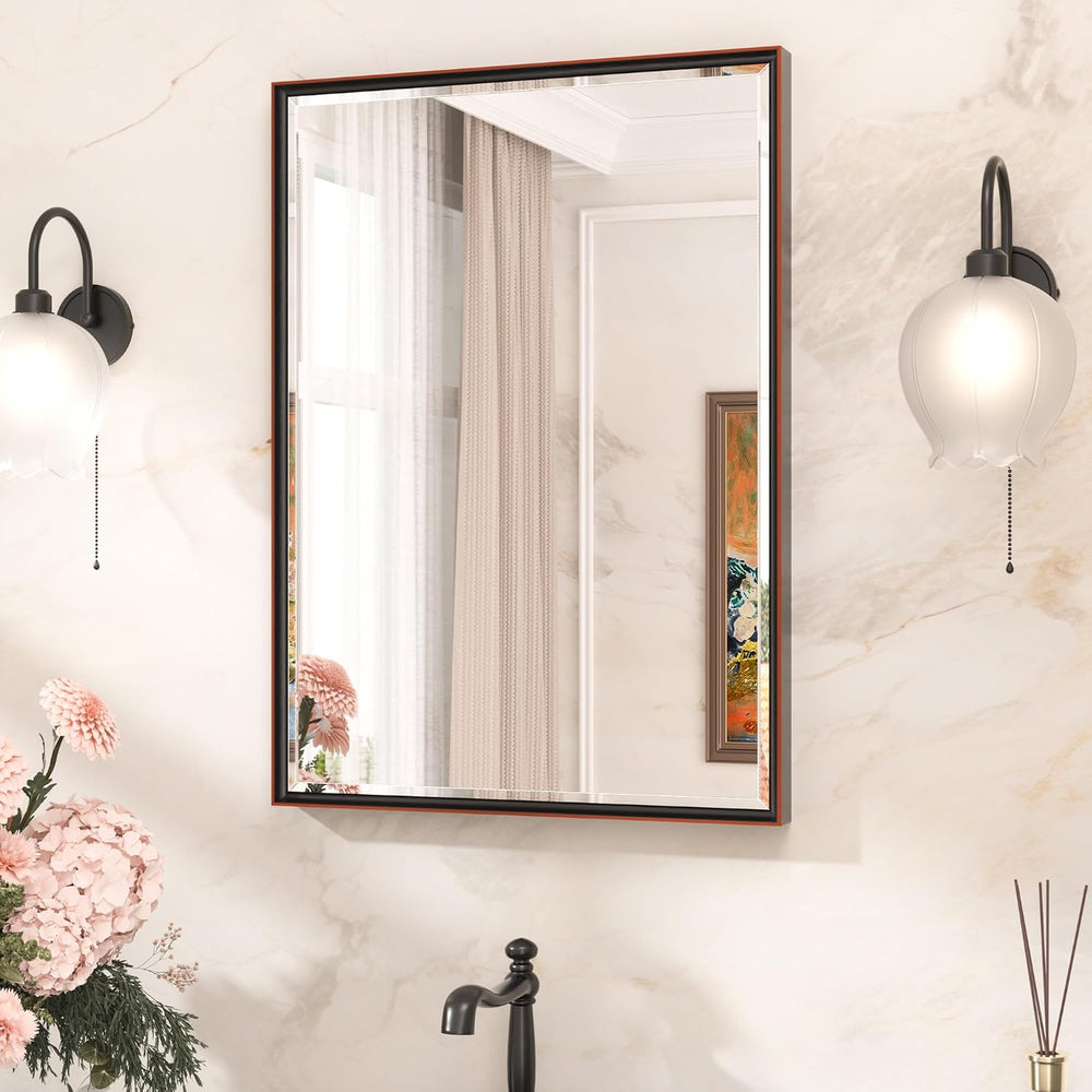 TETOTE Oil Rubbed Bronze Mirror for Bathroom 22 x 30 Inch Beveled Frame Vanit...