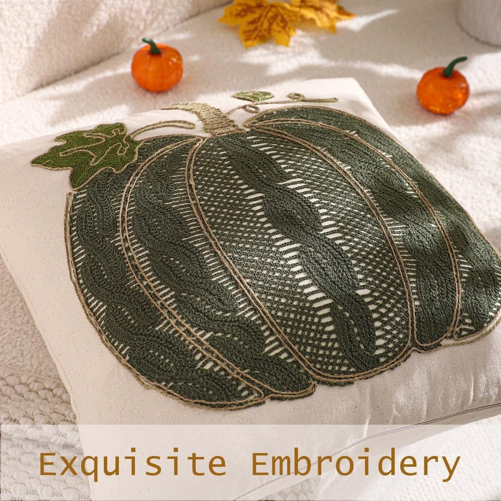 Halloween Green Pumpkin Throw Pillow Covers 18x18 Set of 2