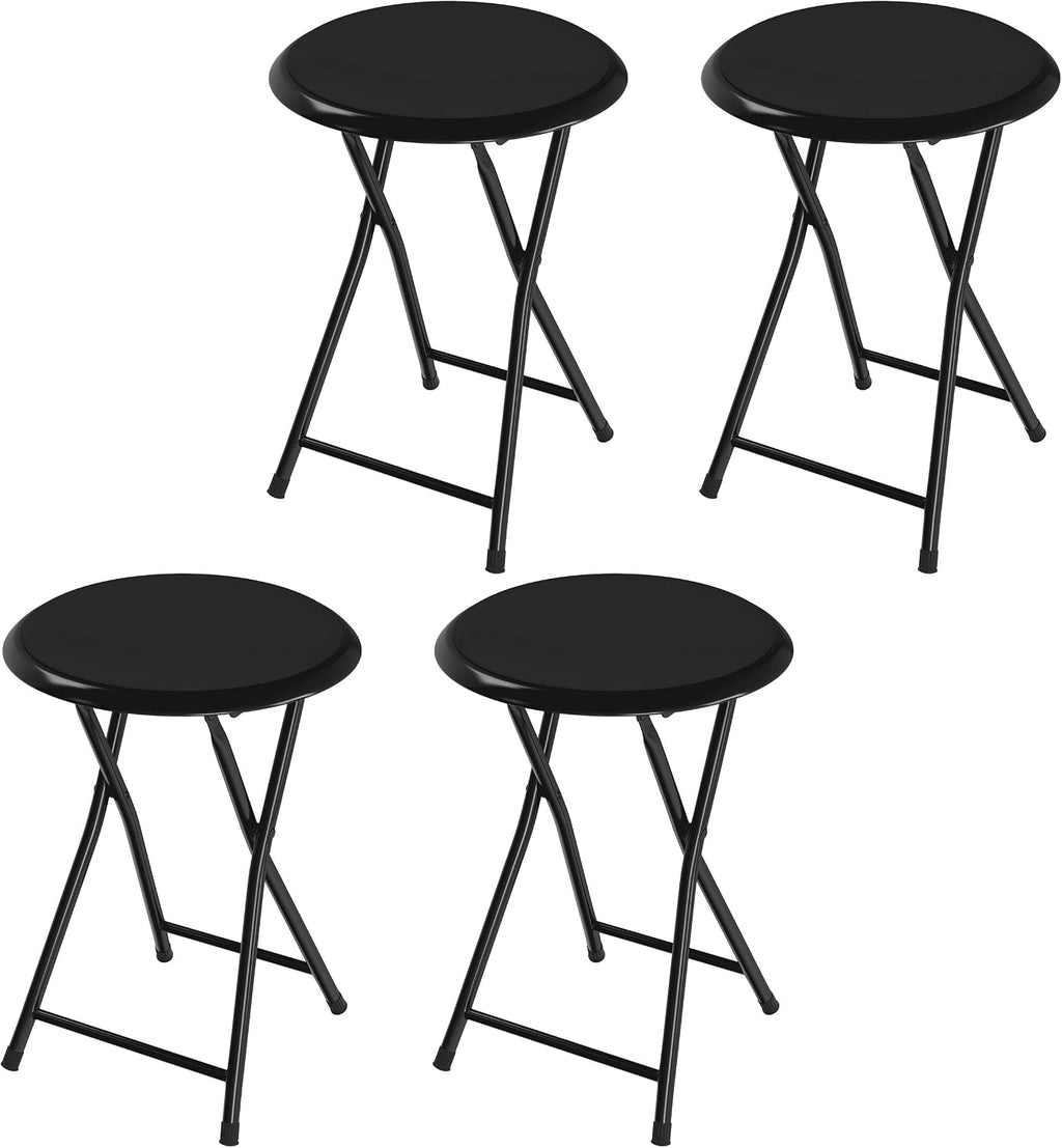 Lavish Home Portable Folding Stool with Backless Seat Set of 4, Black, 18”