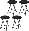 Lavish Home Portable Folding Stool with Backless Seat Set of 4, Black, 18”