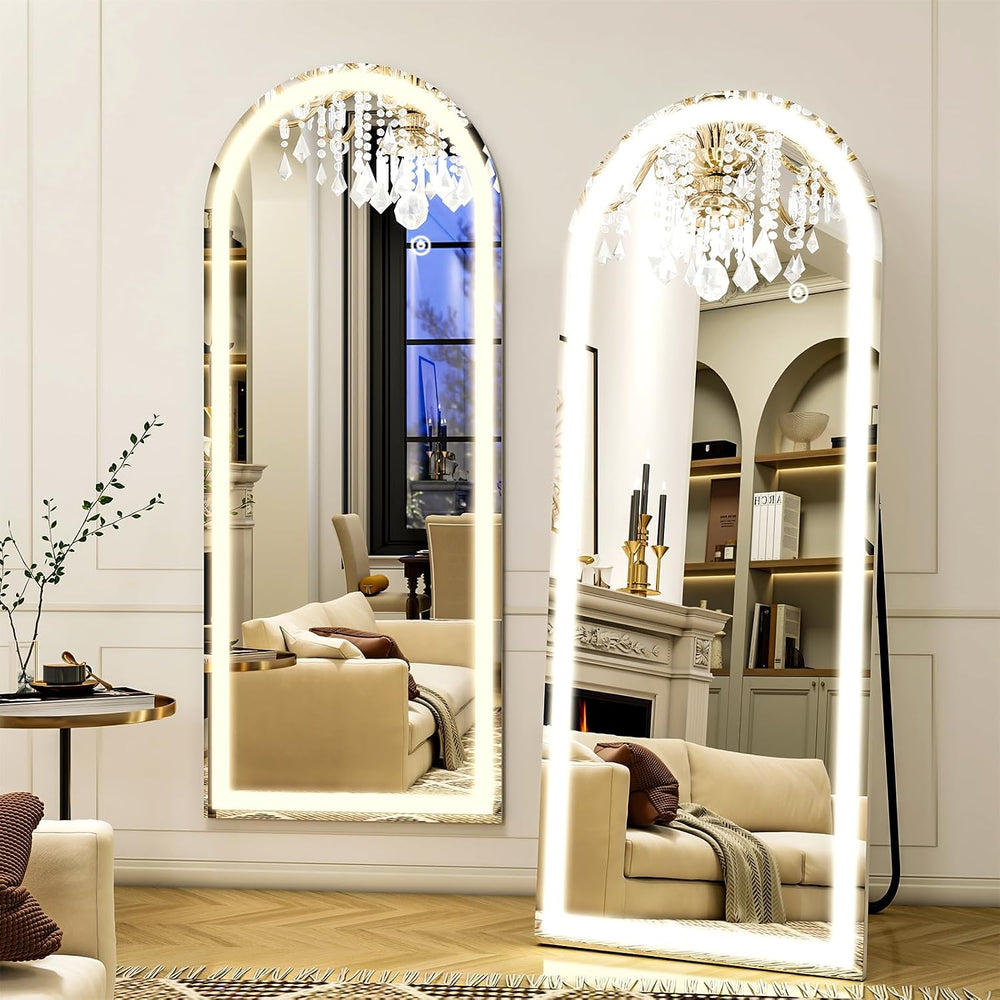 Easly 21"X56" LED Arched Full Length Mirror, Floor Mirror with Lights