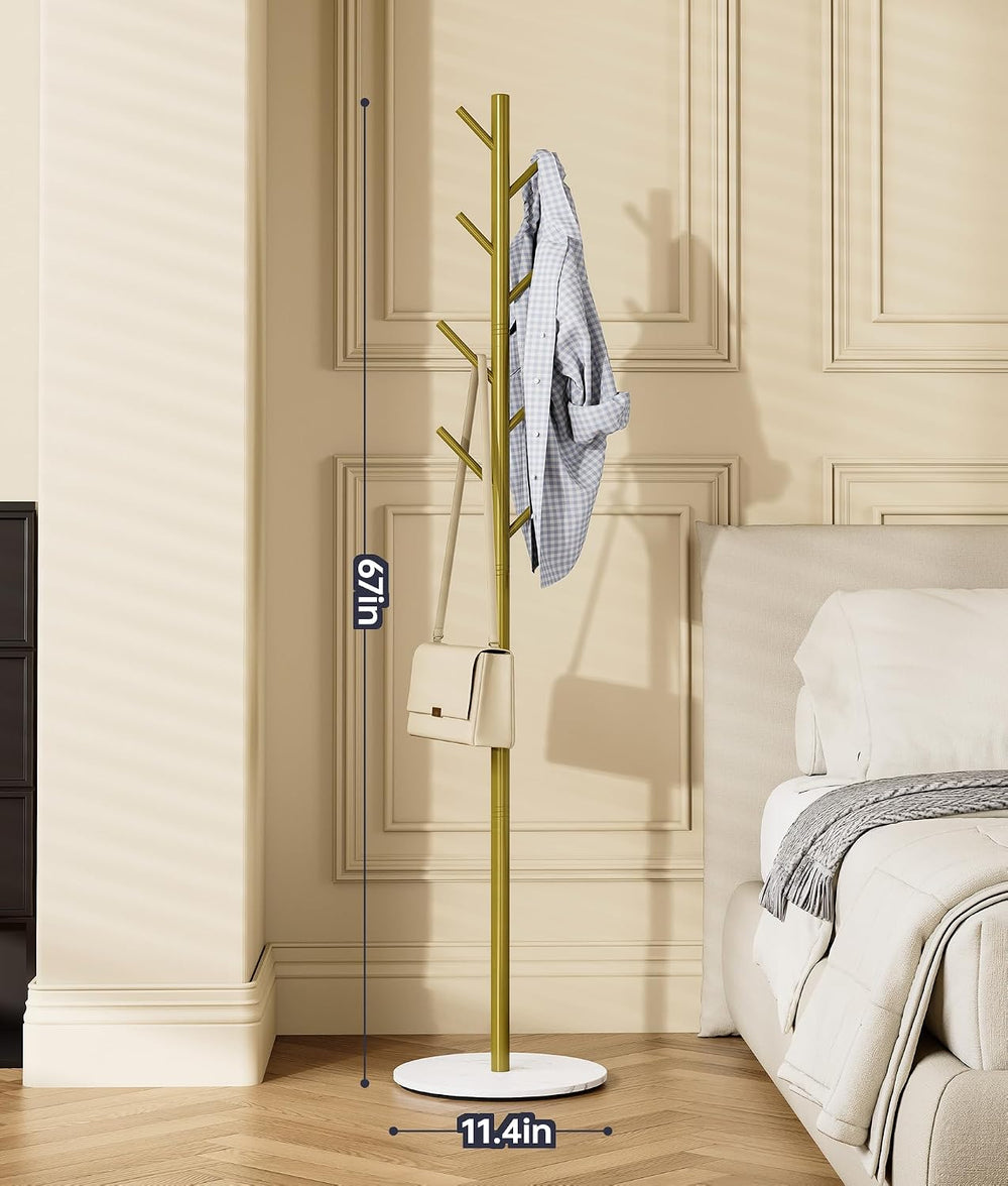 Coat Rack with 8 Hooks, 3 Adjustable Heights, Modern Hall Tree, Sturdy Metal ...