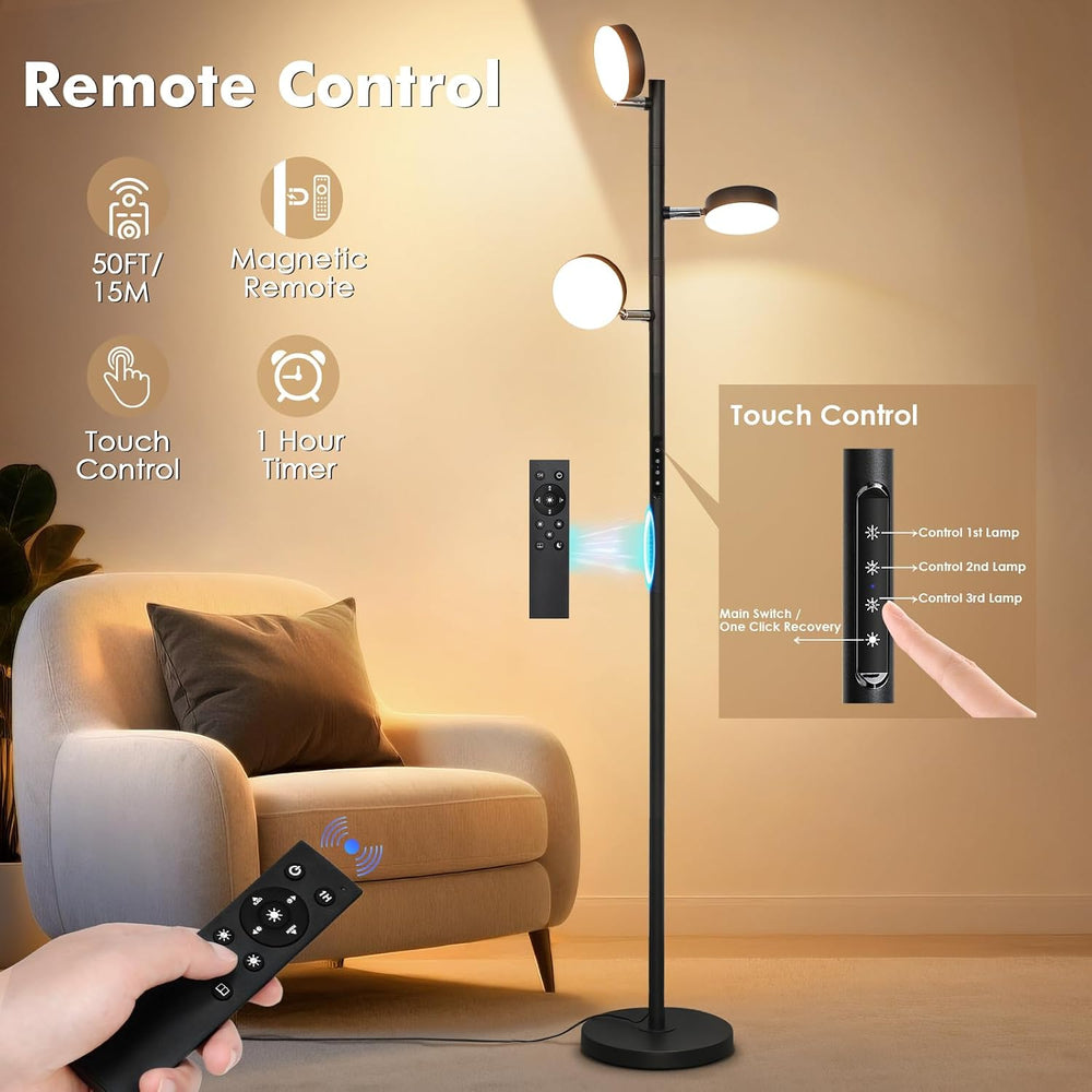 Tree Floor Lamp for Living Room - Modern Black Standing Lamp