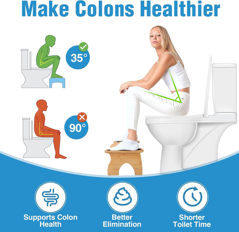 Foldable 7-Inch Bamboo Toilet Stool for Adults, Dog Design