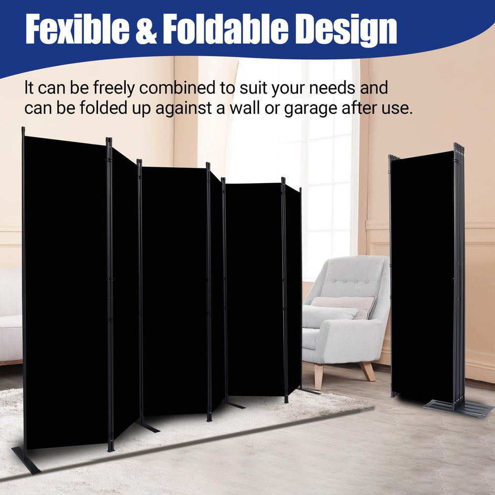 6 Panel Folding Privacy Screen, 11ft W x 6ft H Partition Room Divider Panel