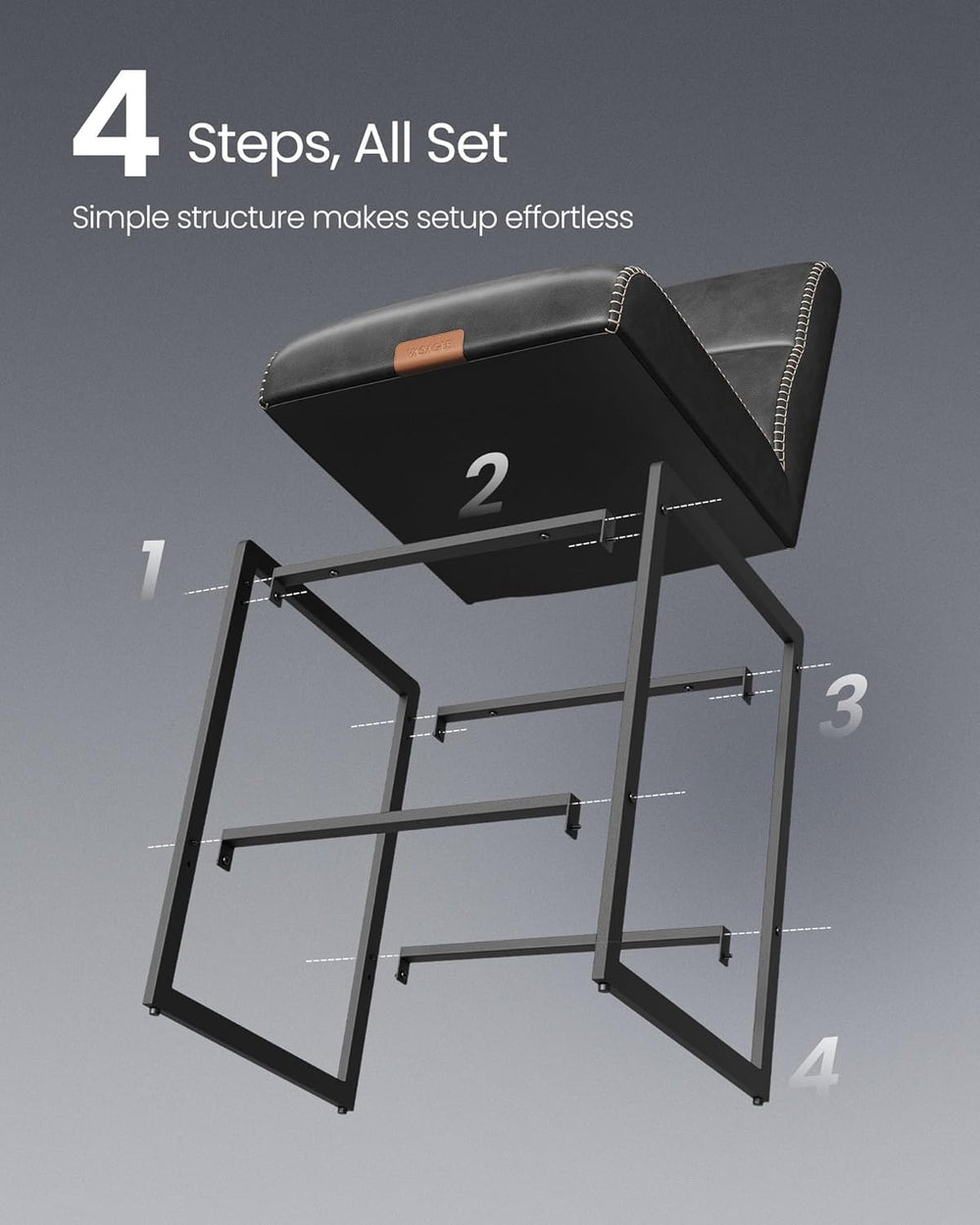 VASAGLE Bar Stools Set of 4, Counter Height Chairs with Backs, 26.4-Inch