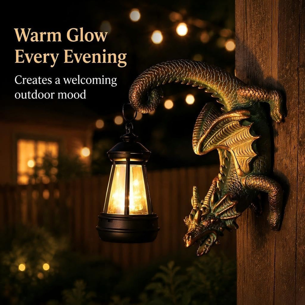 Solar Dragon Tree Hugger Statue Wall Decor:Outdoor Lights Decoration