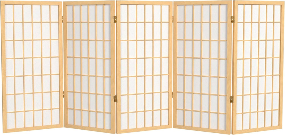 3 ft. Short Window Pane Shoji Screen - Natural - 5 Panels
